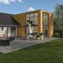 rendu 3D d'une maison avec une extension bois réalisé avec Cedreo