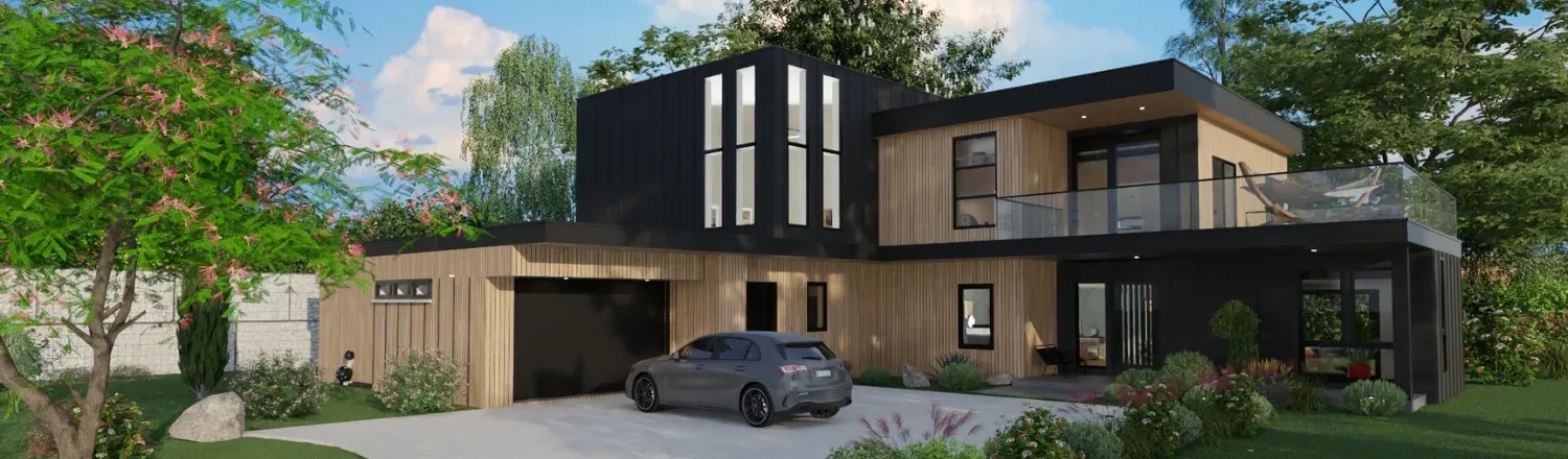 3D render of a modern house for the walls & openings feature page header