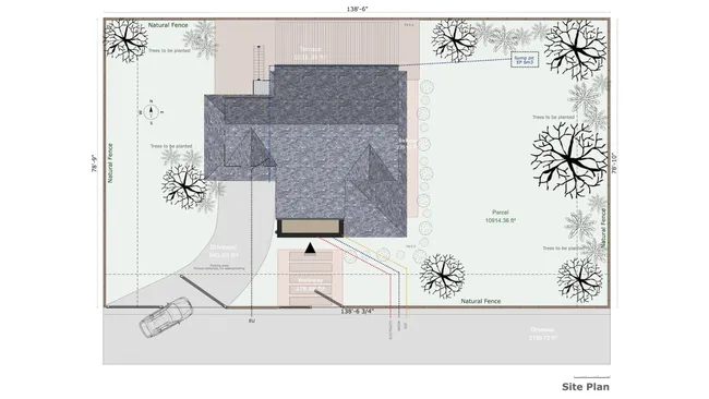Craftsman house site plan designed with Cedreo
