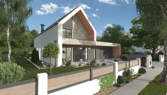 3d rendering of a modern house with gable roof