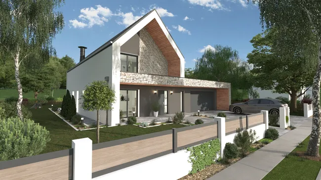 3d rendering of a modern house with gable roof