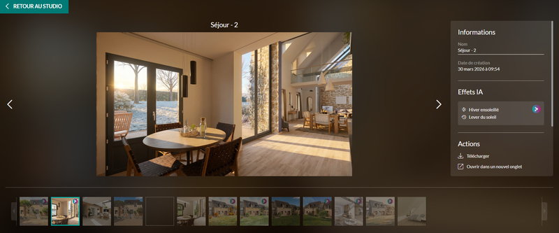 Interface du logiciel Cedreo vue de la galerie