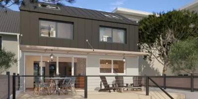 Rendu 3D d'une maison mitoyenne avec une surélévation réaliser avec le logiciel Cedreo