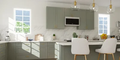 Rendu 3D d'une cuisine moderne et lumineuse réaliser avec le logiciel Cedreo