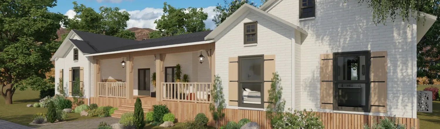 3D render of a modern farmhouse designed with Cedreo