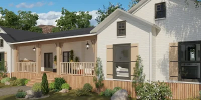 3D render of a modern farmhouse designed with Cedreo
