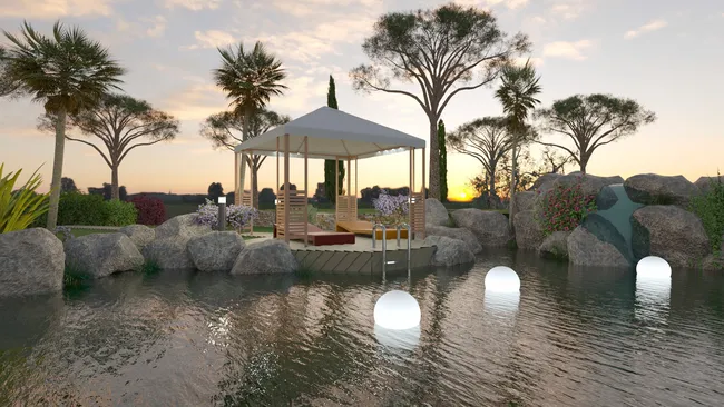 Rendu 3D d'un jardin réalisé par Immo3D