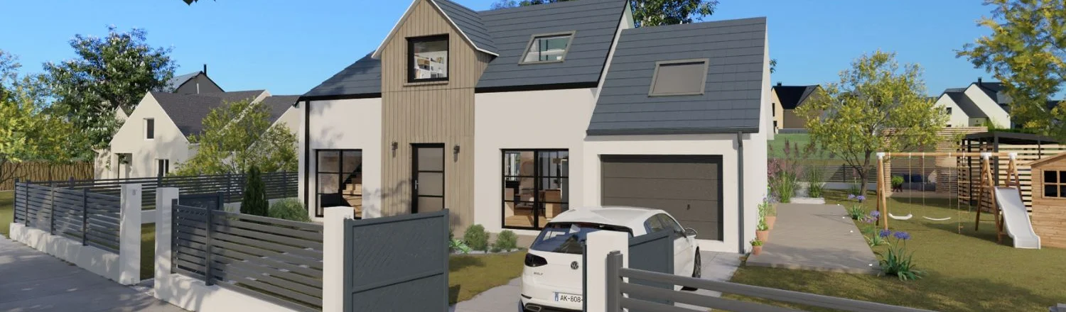 Rendu 3d d'une maison individuelle neuve dans un lotissement réalisé avec Cedreo