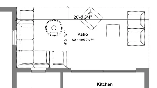 2D patio plan designed with Cedreo