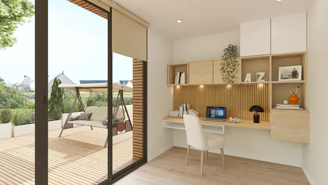 3D render of a home office designed with Cedreo