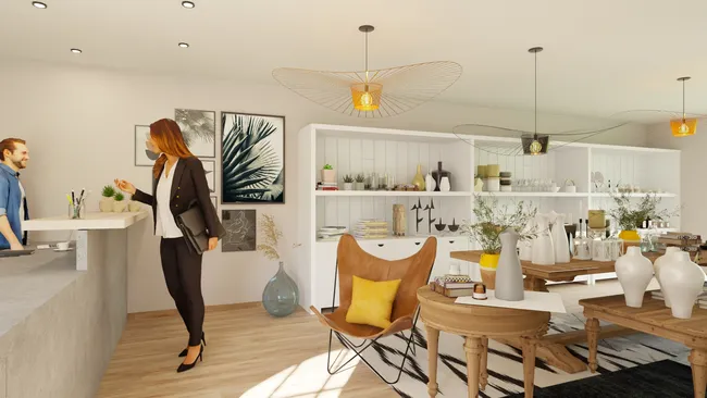 3D render of a decoration store designed with Cedreo
