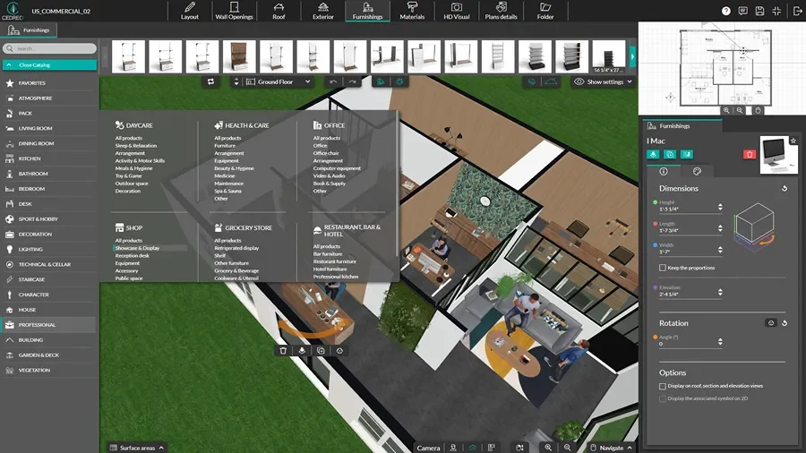 screenshot of cedreo software - furnish commercial spaces