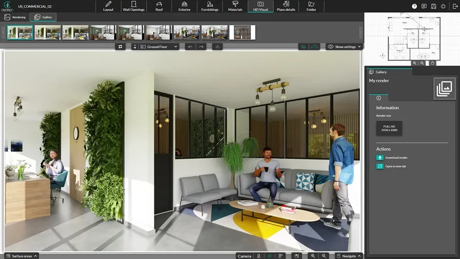 screenshot of cedreo software - render commercial spaces