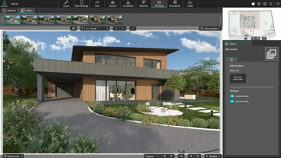 screenshot cedreo interface - landscape rendering