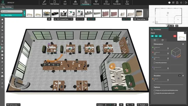 screenshot of cedreo interface - office furnishing