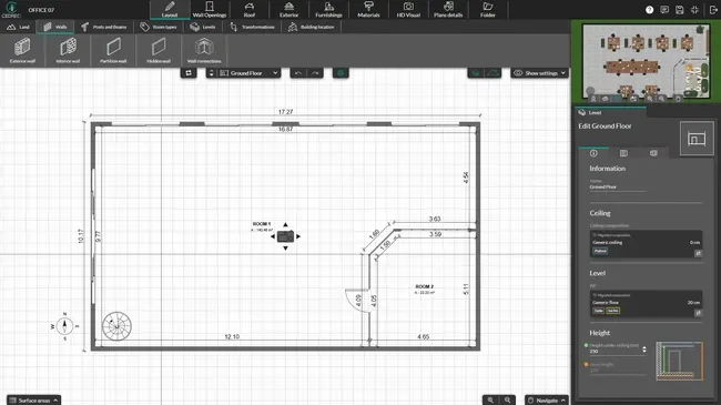 screenshot of cedreo interface - office layout