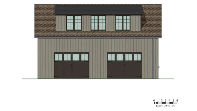 scaled elavation of a detached garage designed with Cedreo