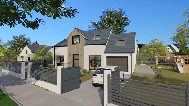 Rendu 3D d'un maison individuelle neuve dans un lotissement créé sur le logiciel Cedreo