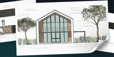 Plans de façades annotés et illustré réalisé avec le logiciel Cedreo