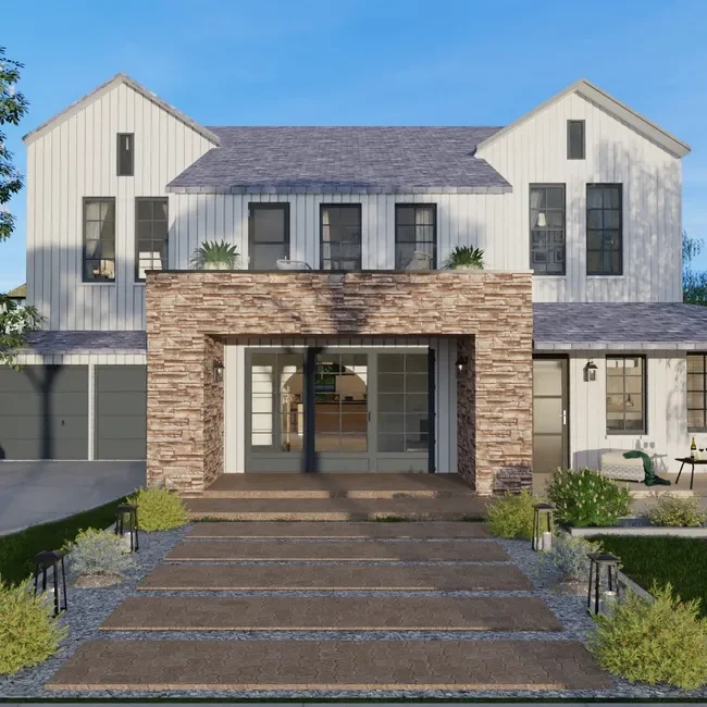 3D render of a Craftsman house designed with Cedreo