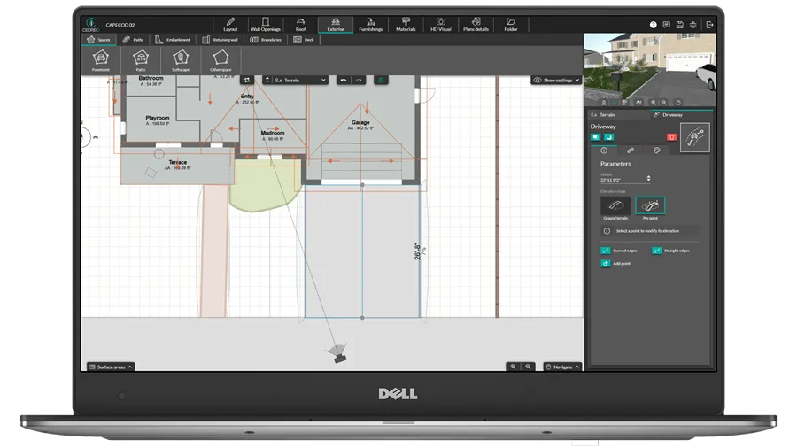 Cedreo software interface - exterior step
