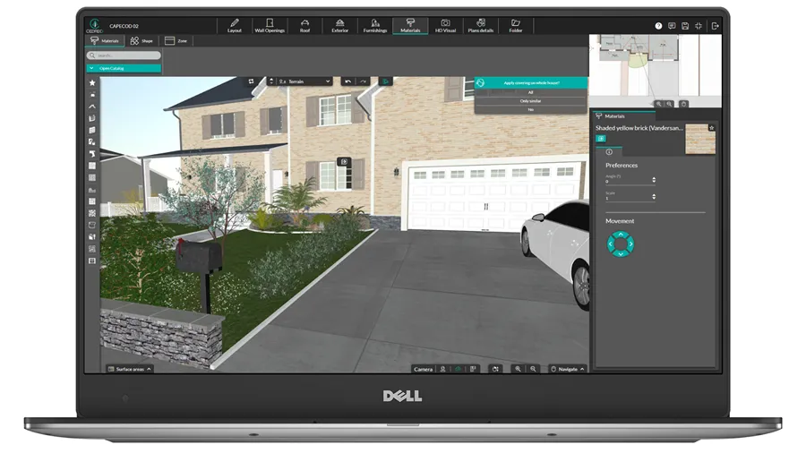 Cedreo software interface - materials global application