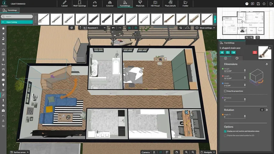 Screenshot cedreo interface - furnish basement