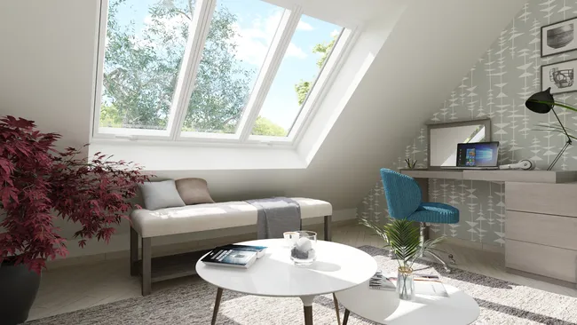 Rendu 3D d'un bureau sous combles aménagés réaliser avec Cedreo