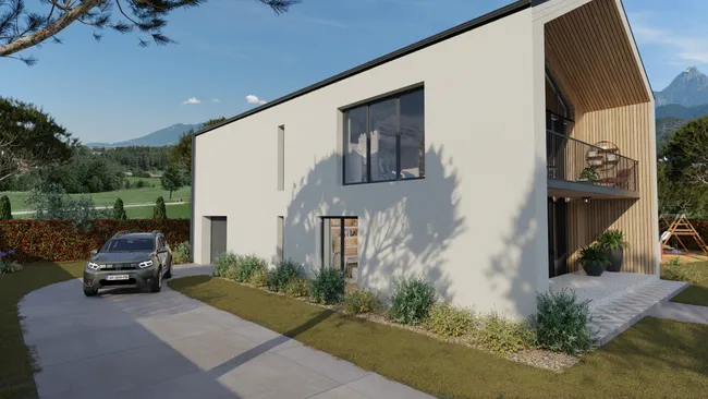 Rendu 3D d'une façade Est pour une maison individuelle contemporaine réaliser avec le logiciel Cedreo