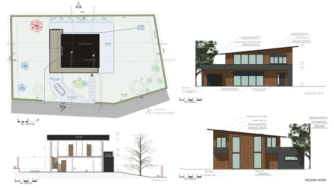 Plans pour permis de construire réalisé avec le logiciel Cedreo