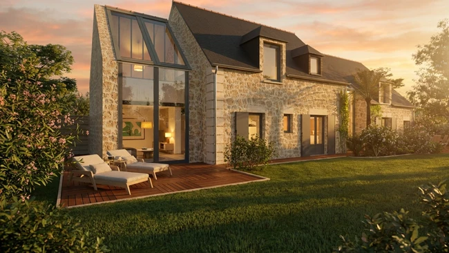 Rendu 3D d'une maison ancienne rénovée et sublimé par l'IA de Cedreo