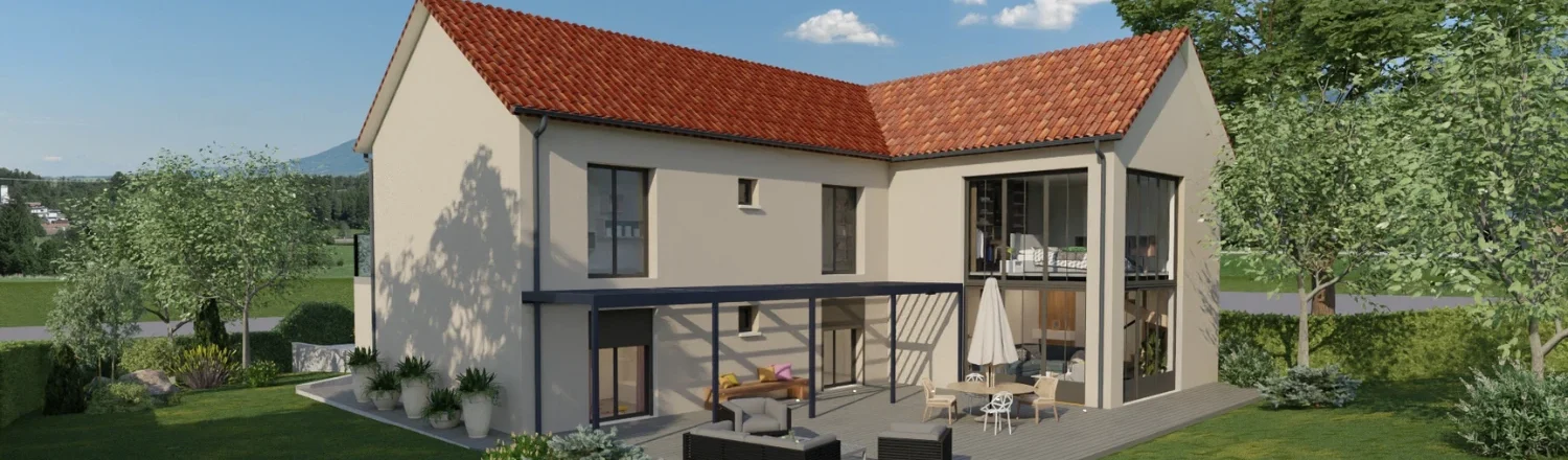 Rendu 3D d'une maison individuelle réalisé avec le logiciel Cedreo
