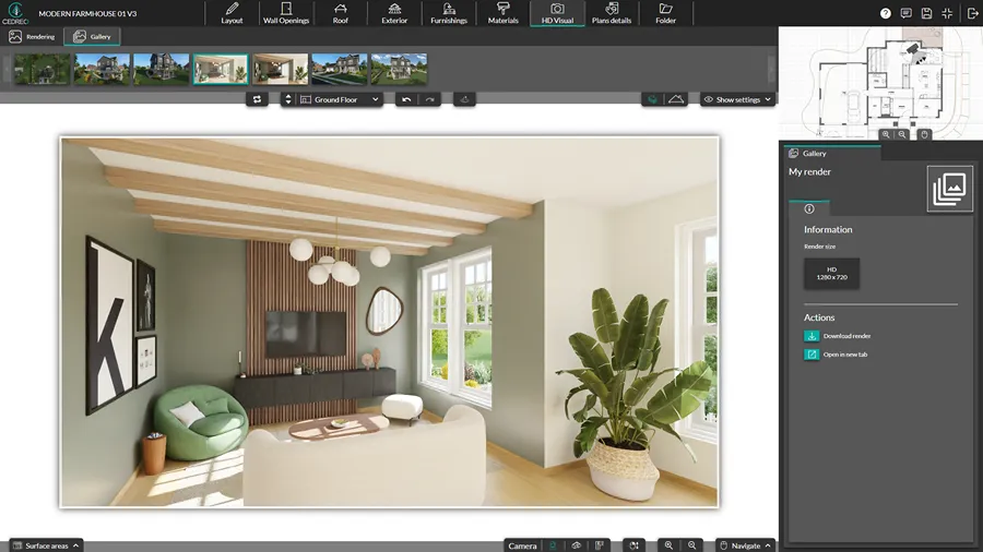 screenshot Cedreo software create 3D renders