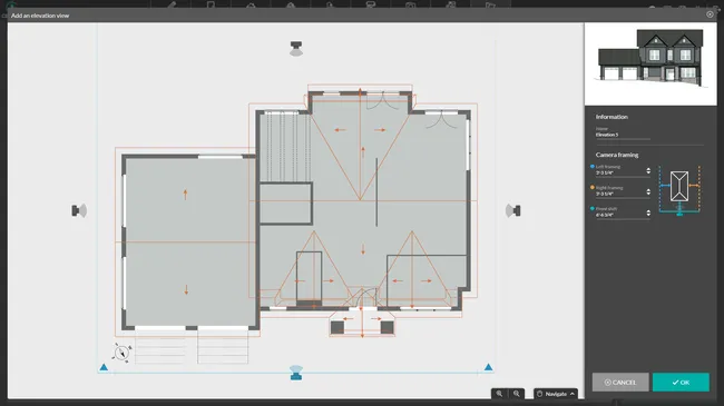 screenshot cedreo software choose the elevation