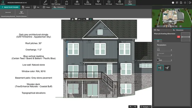 screenshot cedreo software customize the elevation