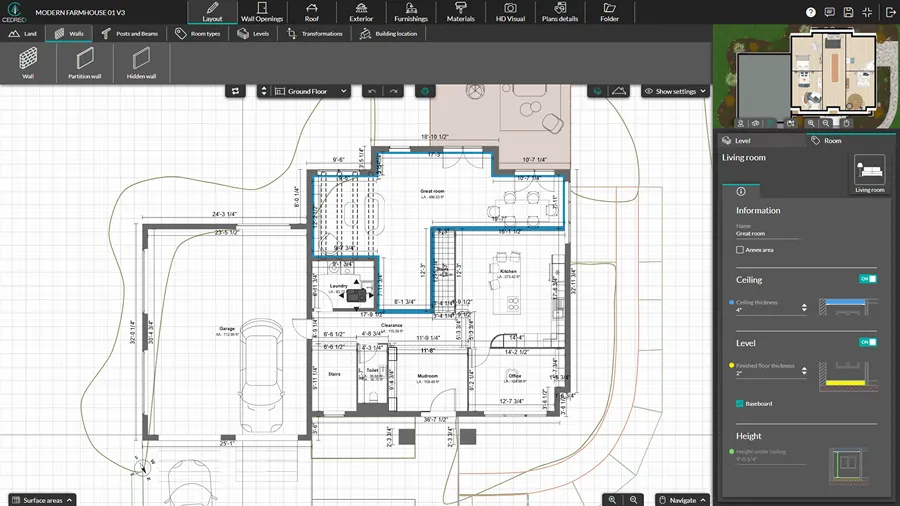 screenshot Cedreo software draw floor plans