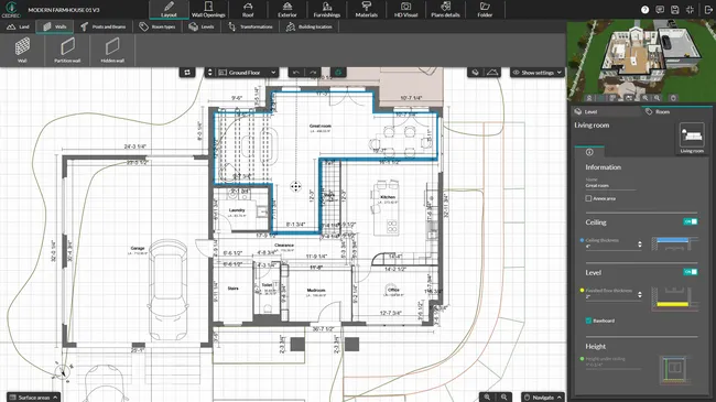 screenshot cedreo software draw the house