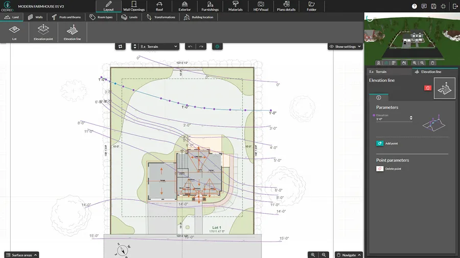 screenshot Cedreo software terrain modeling