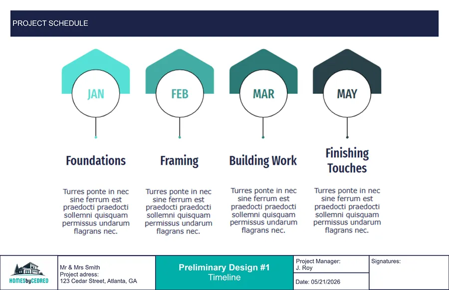 preliminary house design created with Cedreo timeline
