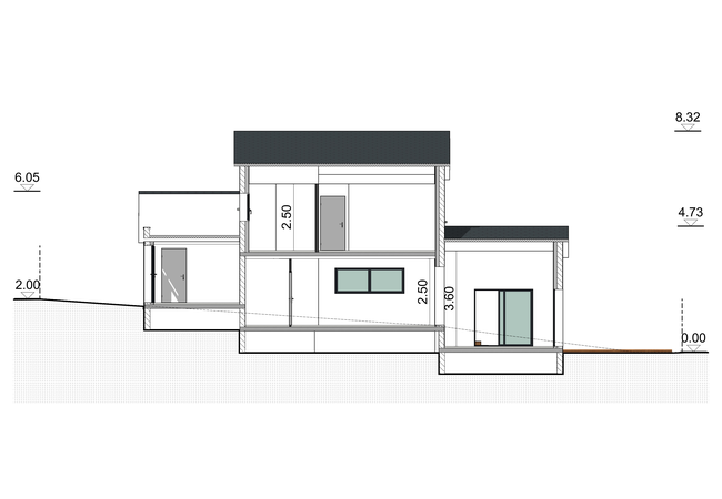 plan de coupe représentant des demi-niveaux réalisé avec Cedreo