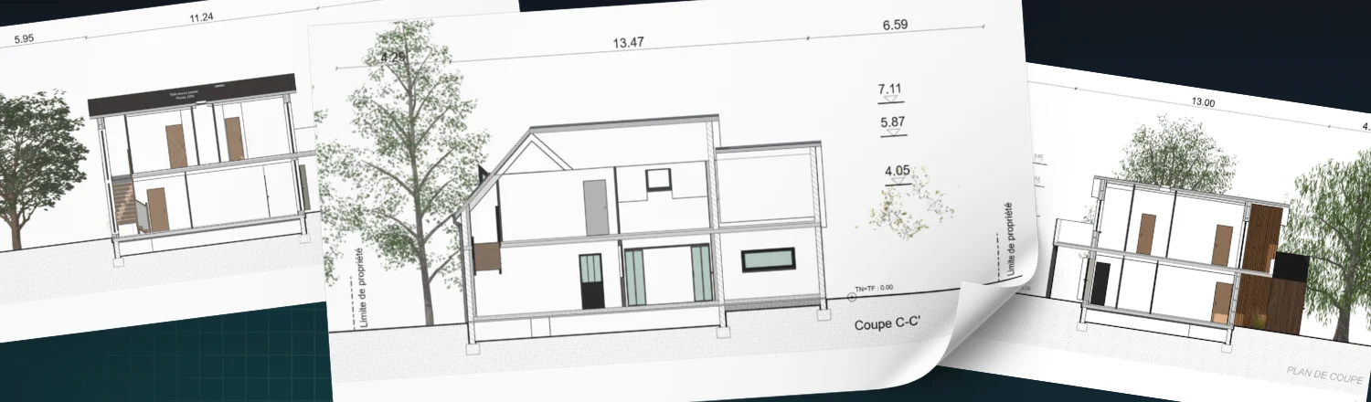 Illustration et exemples de plan de coupes réaliser avec le logiciel Cedreo