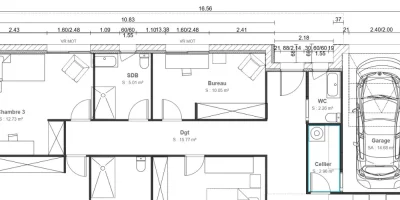 Plan de niveau avec côtes réaliser avec le logiciel Cedreo