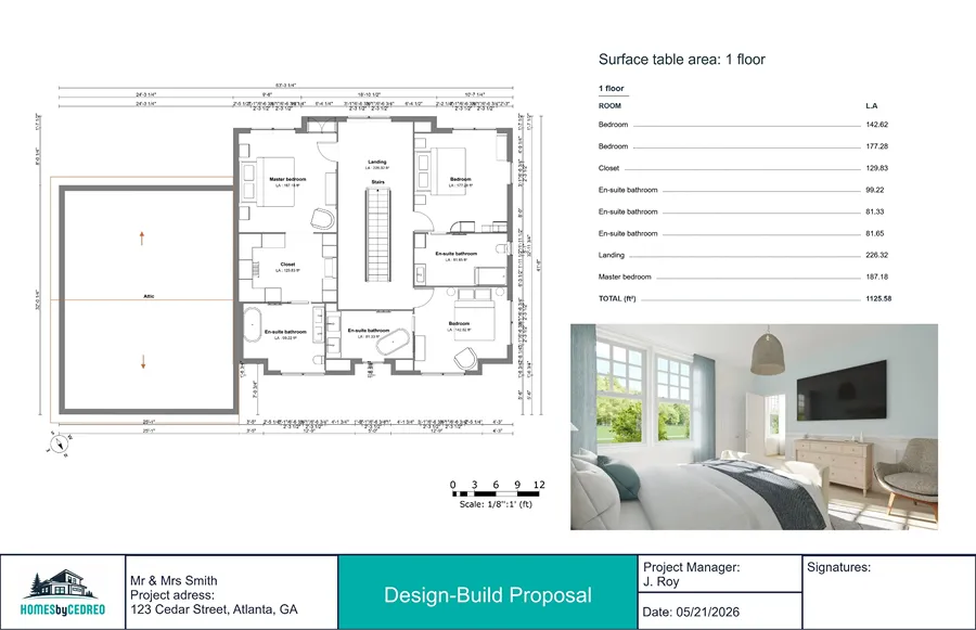 Example of a proposed design concept for a design-build proposal by Cedreo