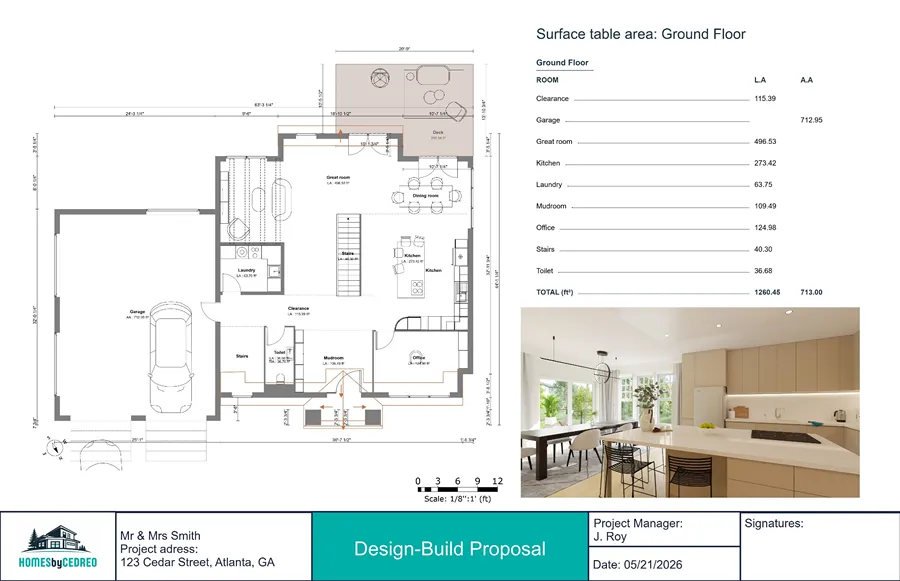 Example of a proposed design concept for a design-build proposal by Cedreo