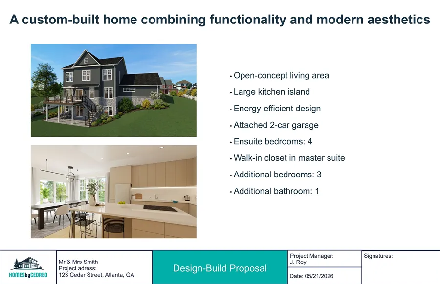 Example of a project overview for a design-build proposal by Cedreo