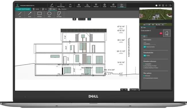 cedreo screenshot - cross section