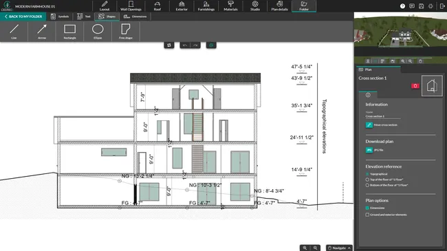 cedreo interface how to annotate a cross section