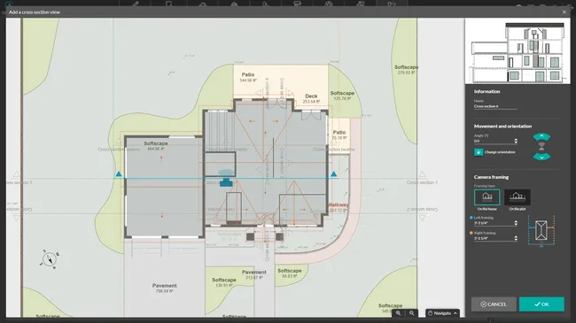 Cedreo interface how to generate a cross section