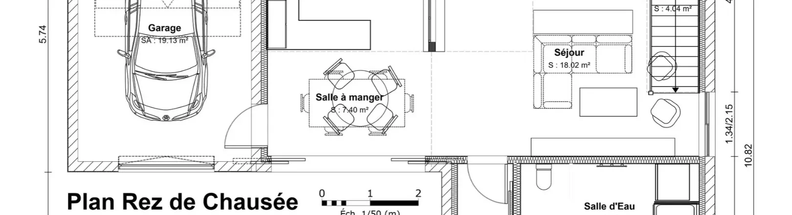 Plan 2D avec échelle graphique pour header article de blog