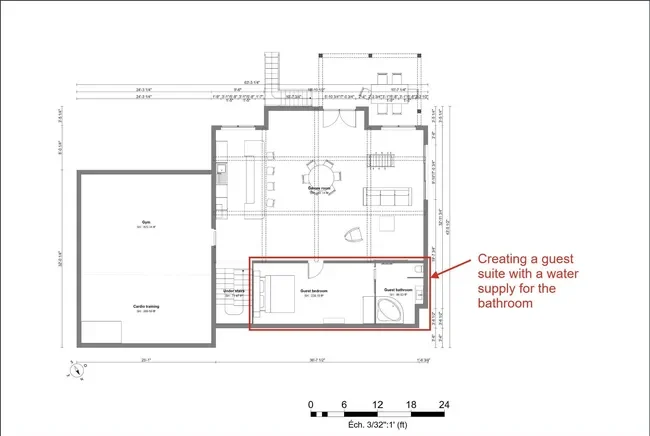 As-built basement floor plan by Cedreo